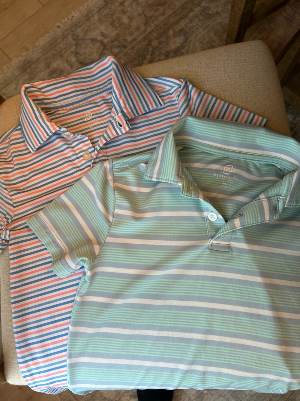 Toddler polo striped shirts. 4/5T. Very soft material. Class Club brand.